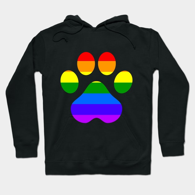 LGBT Pride Gay Furry Furries Paw Print Rainbow Hoodie by Mellowdellow